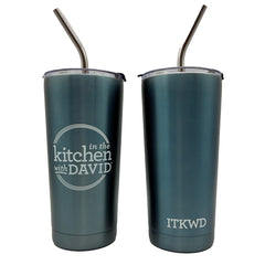ITKWD Set of (2) 20-oz Insulated Tumblers with (2) Straws