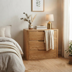 Silk & Snow - Bergen Wooden Nightstand (Natural) - 3-Drawer