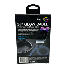 TZUMI LED 2 IN 1 GLOW CABLE 3FT BLUE
