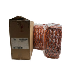 Barbara King S/2 12 SQ Wicker Lantern w/ Tiki Flame