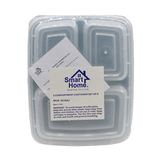 Smart Home 3 Compartment Container 16PC Set - Blue