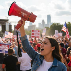 Big Megaphone 6 Button On/Off, Record & Play, 4 Positive Preset, 4 Negative Preset , Volume Decrease, Volume Increase