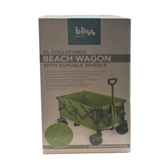 Bliss XL Collapsible Beach Wagon with Wide Wheels | Green Banana Leaves