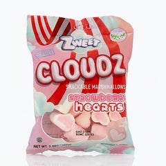 ZWEET CLOUDZ MARSHMALLOW STRAWBERRY HEARTS 3.5 OZ BAG - COMES IN A 24 COUNT DISPLAY - PRICED AND SOLD BY EACH