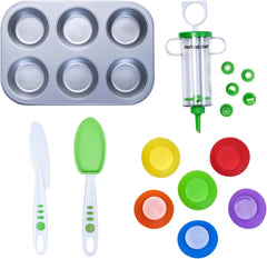 Curious Chef Kids' Cookware 16 Piece Cupcake and Decorating Kit