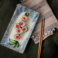 30x20cm/11.81x7.87in - Rectangular Serving Plate - READCTIVE Reactive Light Blue Cote Stoneware Dishwasher & Microwave safe 6pc/set