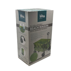 Bliss XL Collapsible Beach Wagon with Wide Wheels | Green Banana Leaves
