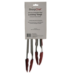 SharpChef 9" & 12" Silicone Food Tong - (8)Navy, (8)Red, (8)Grey 2pk