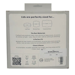 W&P Reusable Silicone Stretch Lid, Set of 3 5X9, 8X8, 9X13-CLEAR