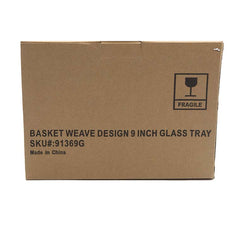 Basket Weave Design 9 Inch Glass Tray - Brown Box