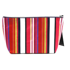 Jones NY -MULTI COLOR STRIPE PRINT LARGE RECTANGLE WEDGE COSMETIC BAG