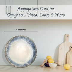 ⌀27cm/10.63in - Spaghetti Plate - READCTIVE Reactive Light Blue Cote Stoneware Dishwasher & Microwave safe 6pc/set