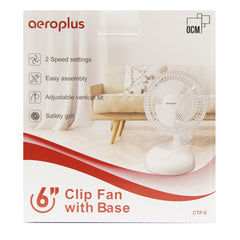 Aeroplus 6 Clip Fan With Base 2 Speed