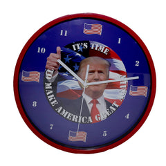 Talking Trump Wall Clock With Red Try Me Button Sounds Every Hour  - Louder Sound