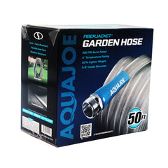 Aqua Joe XTREME FIBER JACKET Garden Hose, 50 ft, Kink-Resistant, Flexible, 600 PSI, 5/8 in Diameter, Lightweight, Heavy-Duty Metal Fitting