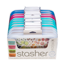 Stasher Snack Bag Tray - (4) Clear, (4) Aqua, (2) Raspberry, (2) Blueberry