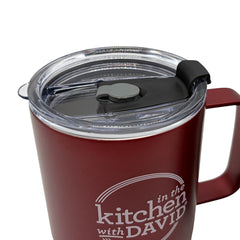 In the Kitchen with David Set of (2) 14-oz Travel Mugs & Red Mugs