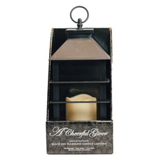 BLACK LANTERN ~ Dimensions: 5.5 x 13.5 LED lights, 2x AA Batteries (not included) 5 hour timer