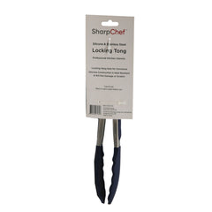 SharpChef 9" Silicone Food Tongs - (8)Navy, (8)Red, (8)Grey