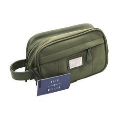 BAIN MILLER - WATERPROOF PU TOILETRY BAG - FOREST GREEN