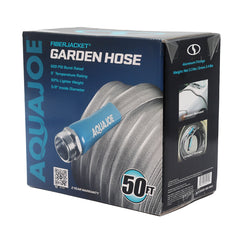 Aqua Joe XTREME FIBER JACKET Garden Hose, 50 ft, Kink-Resistant, Flexible, 600 PSI, 5/8 in Diameter, Lightweight, Heavy-Duty Metal Fitting