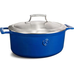 Cast Iron 6qt (30cm) oval roaster with Stainless Steel Lid	Cast Iron with enamel coating interior and exterior, s/s 304, double wall lid, satin finished .Classic Blue
