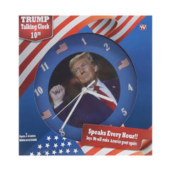 Talking Trump Wall Clock V3-Louder Sound - New Face 2 - With Red Try Me Button Sounds Ever Hour