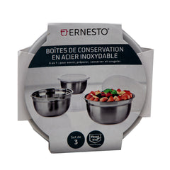 Ernesto Stainless Steel Bowls - 3pc Set with Lids