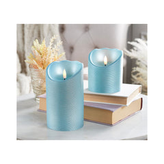 Flameless Candles 2 pc Set Light Blue