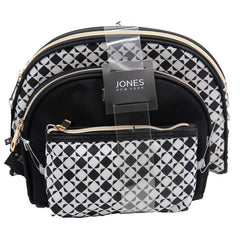 Jones NY -3-PC B/W OPTICAL PRINT TRIO MIX COSMETIC BAG SET