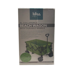 Bliss XL Collapsible Beach Wagon with Wide Wheels | Green Banana Leaves