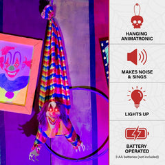 HAUNTED HILL FARM - 3.9-FT. HANGING UPSIDE DOWN CLOWN