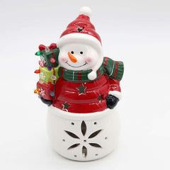 Illuminated Adorable Ceramic Snowman Figurine