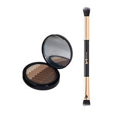 Belle Beauty - Chevron Eye Shadows Shades Of Mocha with a Dual Ended Eyeshadow Brush -  Set of 2