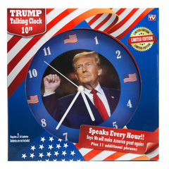 Limited Edition Talking Trump Wall Clock V3 With Red Try Me Button Sounds Every Hour  - Louder Sound