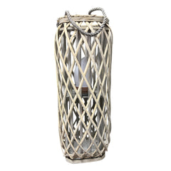 Barbara King 23 Square Wicker Lantern with Tiki Flame