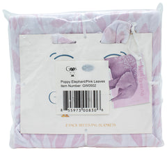 Poppy Elephant/ Leaves Pink 2 PK Newborn Receiving Blanket