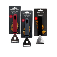 SharpChef Soft Grip Y-Peeler - (8)Black, (8)Red, (8)Grey