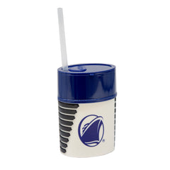 Hal Smokestack White Opaque With Blue Top & Sipper Straw