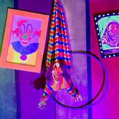 HAUNTED HILL FARM - 3.9-FT. HANGING UPSIDE DOWN CLOWN