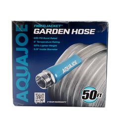 Aqua Joe XTREME FIBER JACKET Garden Hose, 50 ft, Kink-Resistant, Flexible, 600 PSI, 5/8 in Diameter, Lightweight, Heavy-Duty Metal Fitting