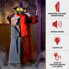 HAUNTED HILL FARM - 5.6-FT. ANIMATRONIC COATRACK MONSTER BY TEKKY