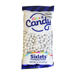 Color It Candy Sixlets Candies - Shimmer White 14 oz Bag