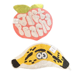Room 2 Room Assorted Rugs Banana Shaped Rug 17 in x 39 in (UPC # 1922342343470) / Just Peachy Shaped Rug  31 in x 31 in (UPC # 1922342343487)