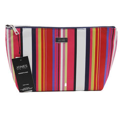 Jones NY -MULTI COLOR STRIPE PRINT LARGE RECTANGLE WEDGE COSMETIC BAG