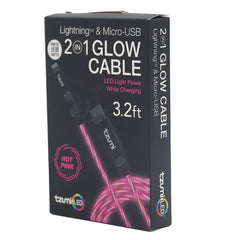 TZUMI LED 2 IN 1 GLOW CABLE 3FT PINK