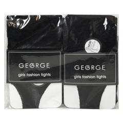 George Girls Fashion Tights (White w/Stirrups) - Size 12-16