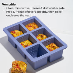 W&P Cup Cubes Silicone Freezer Tray with Lid, Blue, Makes 6 Perfect 1-Cup Portions-BLUE