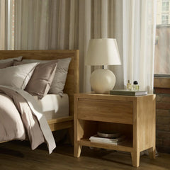 Silk & Snow - Nara Wooden Nightstand (Natural Rubberwood) - 1-Drawer