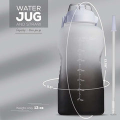 3.8 L/ 128 oz 1 Gallon Sports Bottle Black/White
